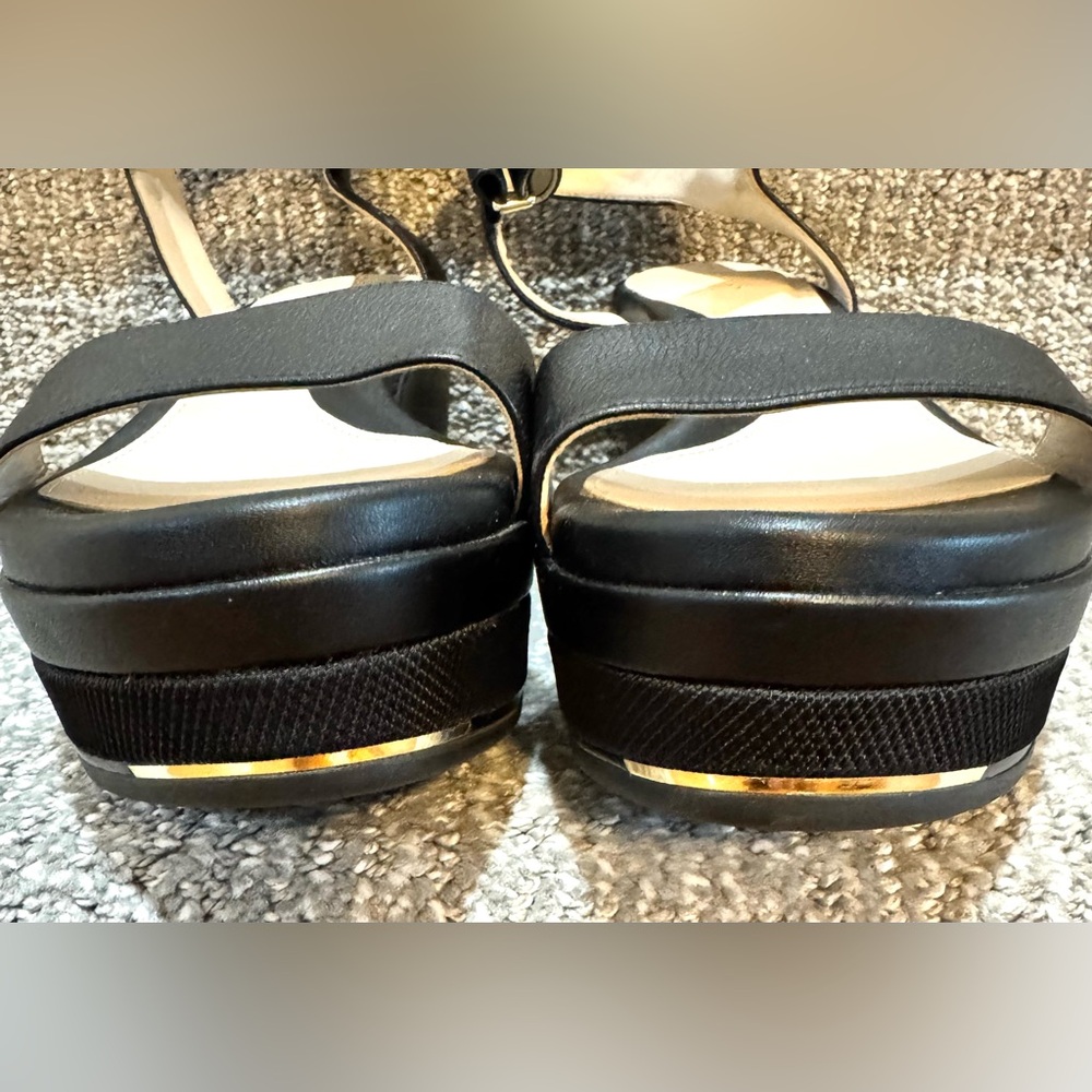 Cole Haan Black Leather Ankle-Strap platform Sandals - Picture 2 of 10